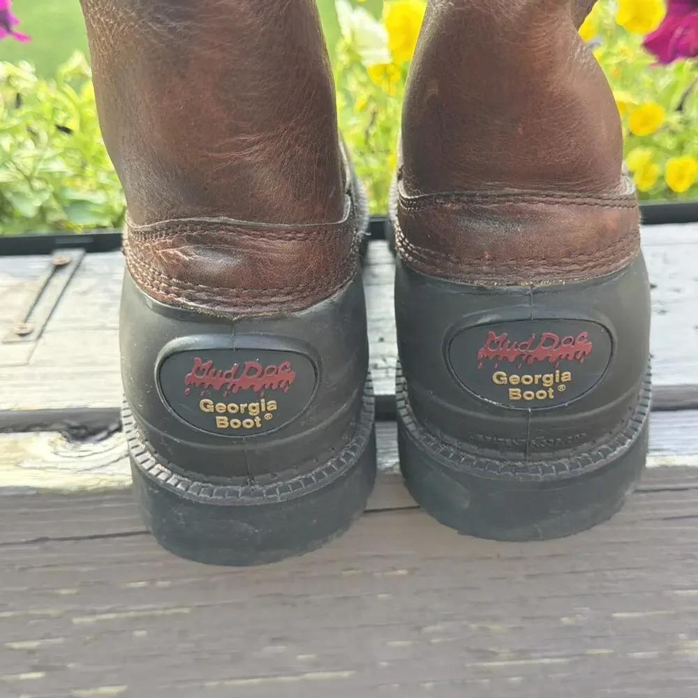 NWOT Georgia Boot G5655 Mud Dog Steel Toe EH Wellington Work Boots Mens 9.5M